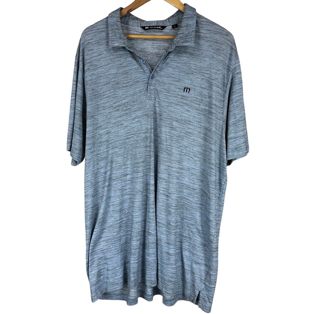 Travis Mathew Men's Heather Blue Short Sleeve Golf Polo Size XXL EUC